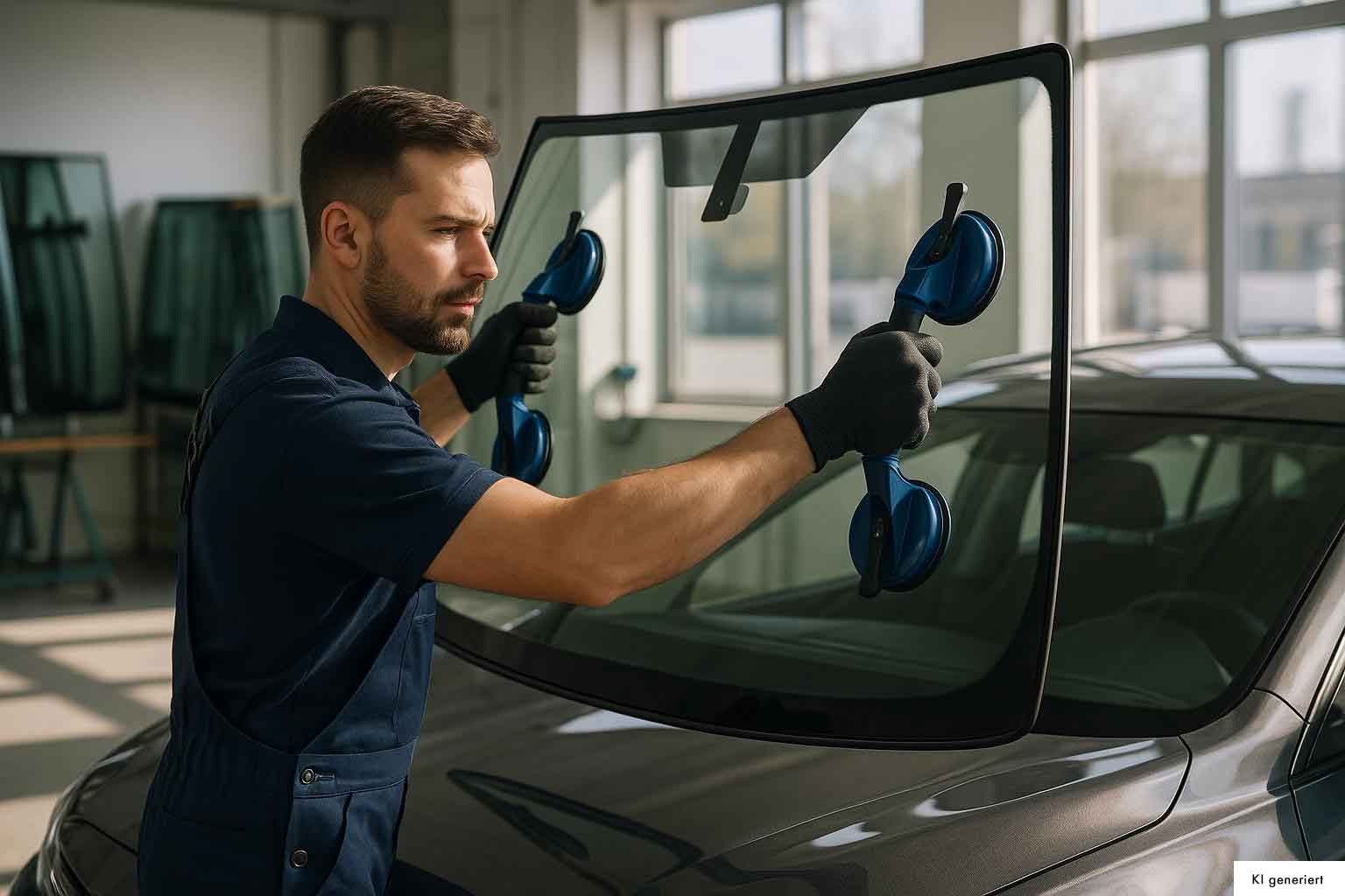KFZ Werkstattmitarbeiter von Automobilecenter Schmid am PC